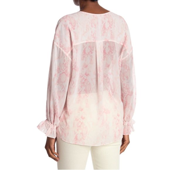 NWT AllSaints Penny Masala See-Through Blouse - Soft Pink - Size 4 $150 - Picture 2 of 3